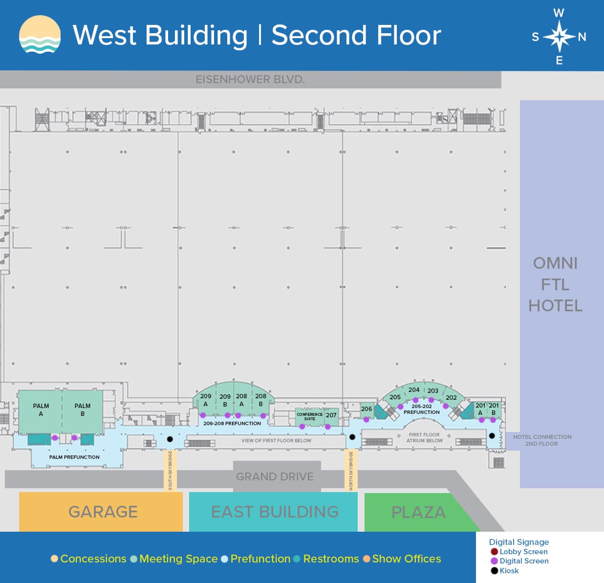 Floor map: Level 2 Floor Map — Classrooms 208A, 208B, 209A, 209B