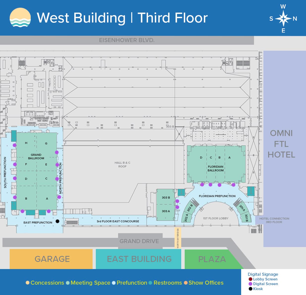 Floor map: Level 3 Floor Map — Classrooms 301A, 302A, 302B, 303A, 303B, 303AB