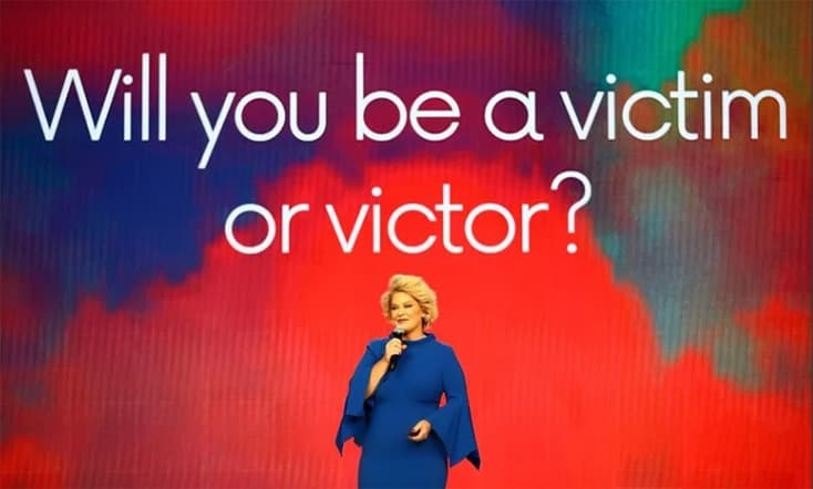 “Will you be a victim or victor?” — Mary Rector on the BTC Show stage