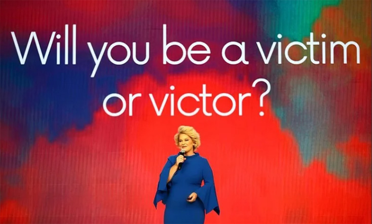 “Will you be a victim or victor?” — Mary Rector on the BTC Show stage